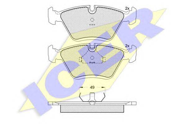 Комплект тормозных колодок, дисковый тормоз ICER 181083