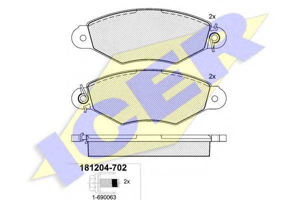 Комплект тормозных колодок, дисковый тормоз ICER 181204