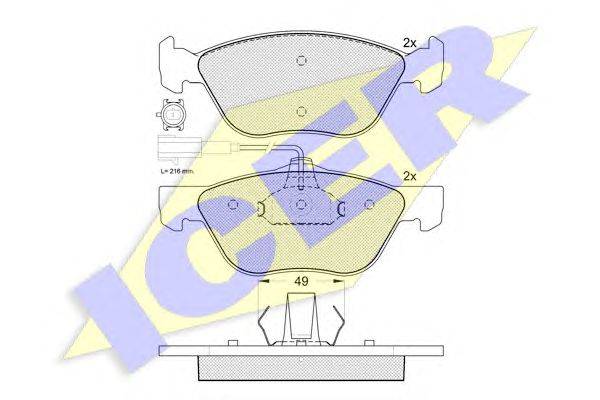 Комплект тормозных колодок, дисковый тормоз ICER 181283