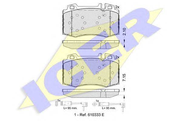 Комплект тормозных колодок, дисковый тормоз ICER 181389203