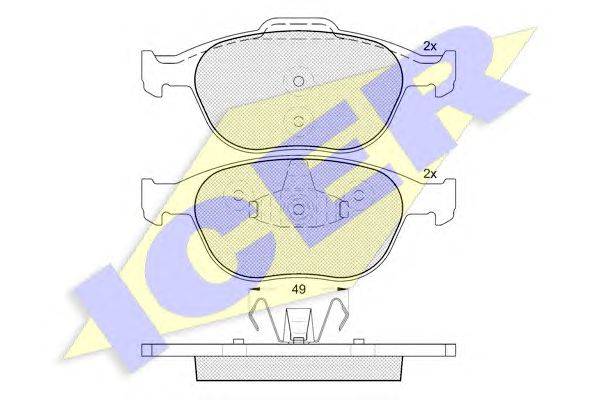 Комплект тормозных колодок, дисковый тормоз ICER 23441