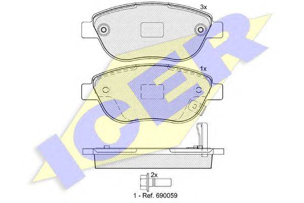 Комплект тормозных колодок, дисковый тормоз ICER 181809