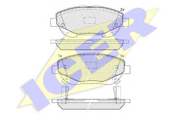 Комплект тормозных колодок, дисковый тормоз ICER 182022