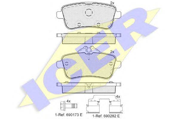 Комплект тормозных колодок, дисковый тормоз ICER 182072-067