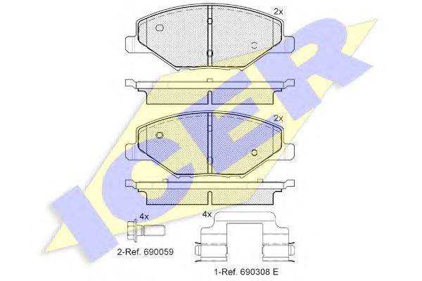 Комплект тормозных колодок, дисковый тормоз ICER 182110