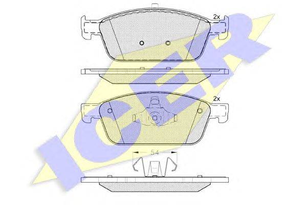 Комплект тормозных колодок, дисковый тормоз ICER 182134