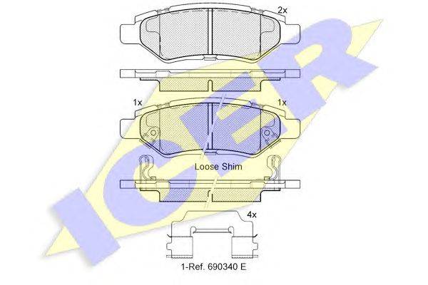 Комплект тормозных колодок, дисковый тормоз ICER 24546