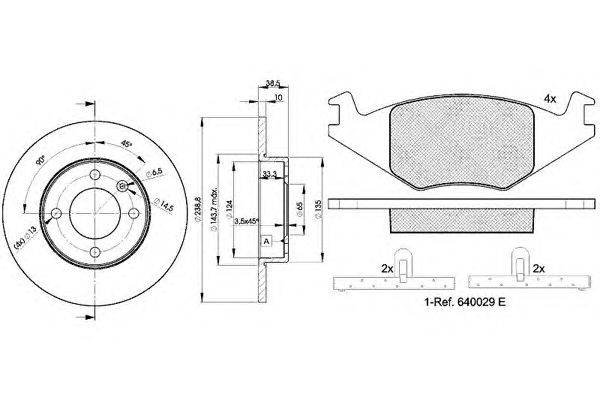 Комплект тормозов, дисковый тормозной механизм REMSA 17102