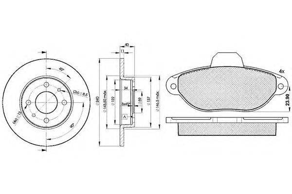 Комплект тормозов, дисковый тормозной механизм ICER 31018-3465