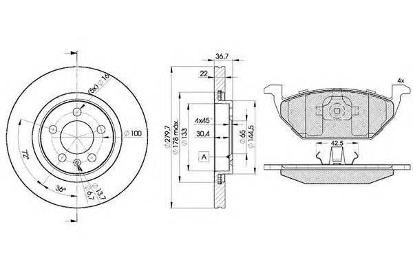 Комплект тормозов, дисковый тормозной механизм ICER 31184-5603