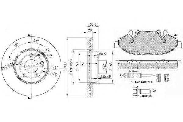 Комплект тормозов, дисковый тормозной механизм ICER 31675-0415
