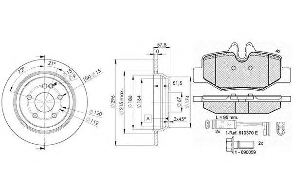 Комплект тормозов, дисковый тормозной механизм ICER 316760416