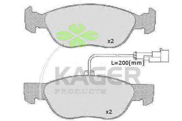 Комплект тормозных колодок, дисковый тормоз KAGER 350007