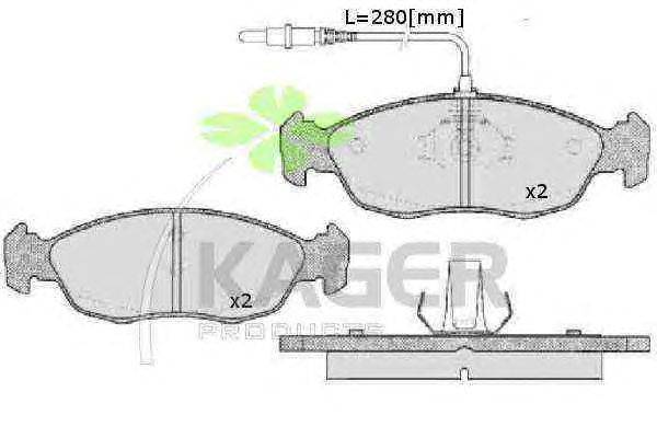 Комплект тормозных колодок, дисковый тормоз KAGER 35-0010