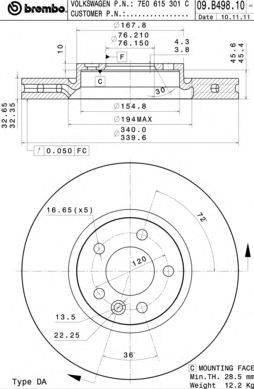 Тормозной диск BRECO BS 8955