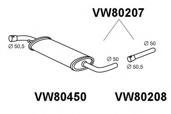 Средний глушитель выхлопных газов VENEPORTE VW80207