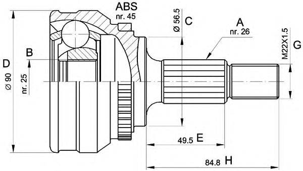 Шарнирный комплект, приводной вал OPEN PARTS CVJ5217.10
