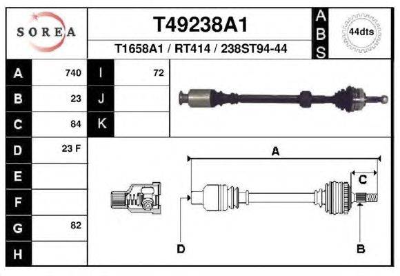 Приводной вал EAI T49238A1