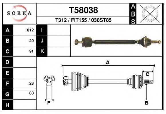 Приводной вал EAI T58038