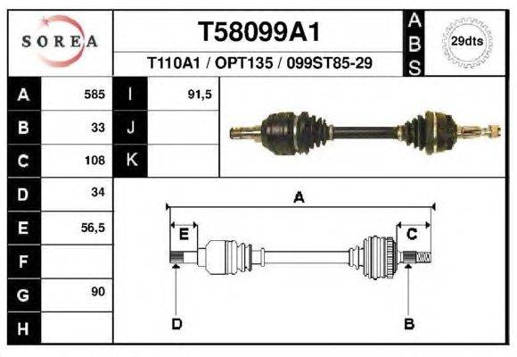 Приводной вал EAI T58099A1