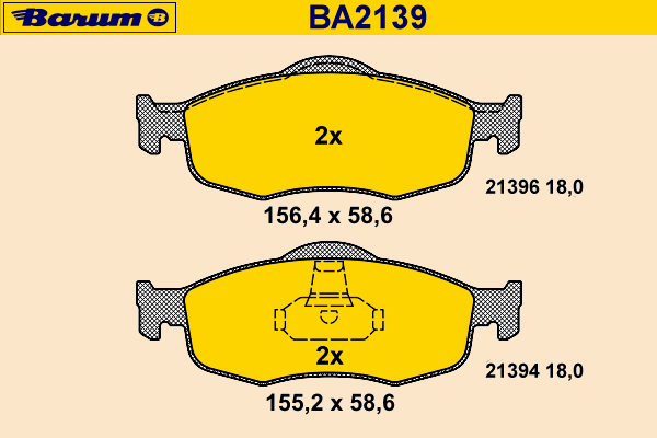 Комплект тормозных колодок, дисковый тормоз BARUM BA2139
