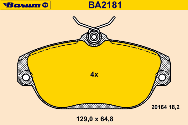 Комплект тормозных колодок, дисковый тормоз BARUM BA2181