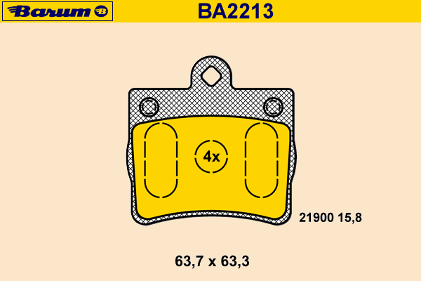 Комплект тормозных колодок, дисковый тормоз BARUM BA2213