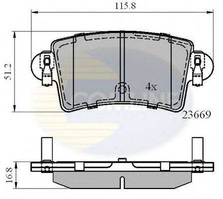 Комплект тормозных колодок, дисковый тормоз COMLINE CBP01036