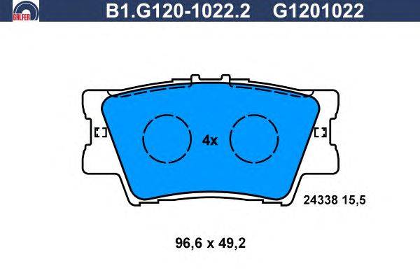 Комплект тормозных колодок, дисковый тормоз GALFER B1.G120-1022.2