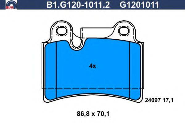 Комплект тормозных колодок, дисковый тормоз GALFER B1.G120-1011.2