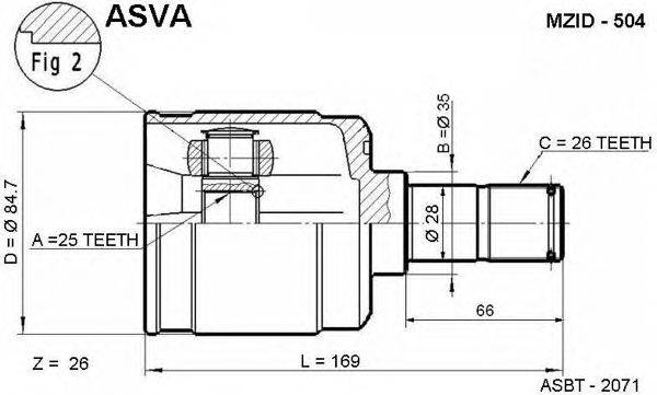 Шарнирный комплект, приводной вал ASVA MZID-504