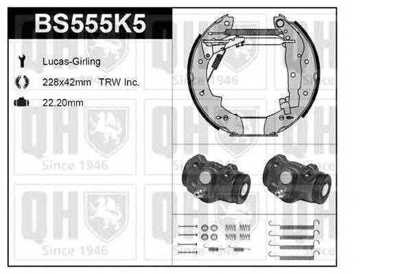 Комплект тормозов, барабанный тормозной механизм QUINTON HAZELL BS555K5