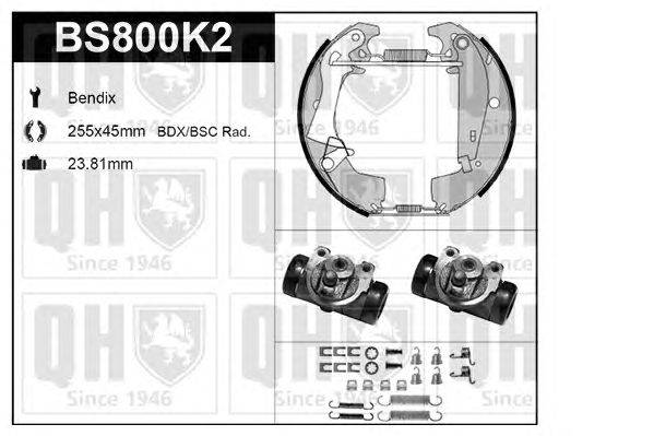 Комплект тормозов, барабанный тормозной механизм QUINTON HAZELL BS800K2