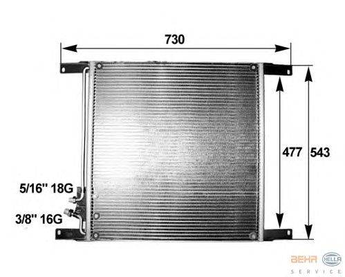 Конденсатор, кондиционер BEHR HELLA SERVICE 17466