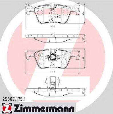 Комплект тормозных колодок, дисковый тормоз ZIMMERMANN 25307.175.1