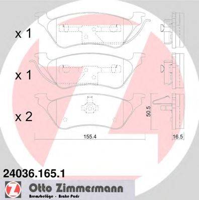 Комплект тормозных колодок, дисковый тормоз ZIMMERMANN 24037