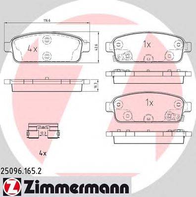 Комплект тормозных колодок, дисковый тормоз ZIMMERMANN 250961652