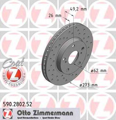 Тормозной диск ZIMMERMANN 590280252