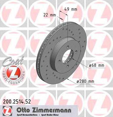 Тормозной диск ZIMMERMANN 200.2514.52