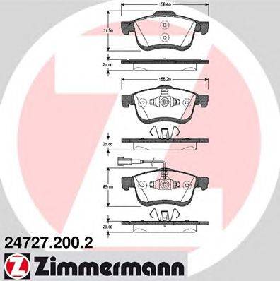 Комплект тормозных колодок, дисковый тормоз ZIMMERMANN 24727