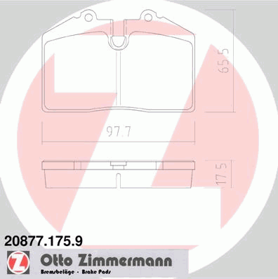 Комплект тормозных колодок, дисковый тормоз ZIMMERMANN 20877