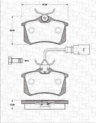 Комплект тормозных колодок, дисковый тормоз MAGNETI MARELLI 363702161259