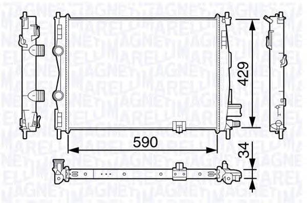 Радиатор, охлаждение двигателя MAGNETI MARELLI 350213135900