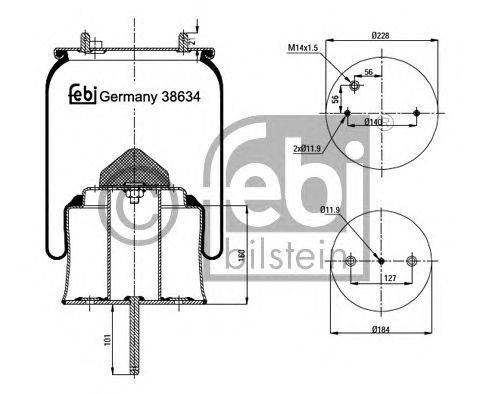 Кожух пневматической рессоры FEBI BILSTEIN 38634