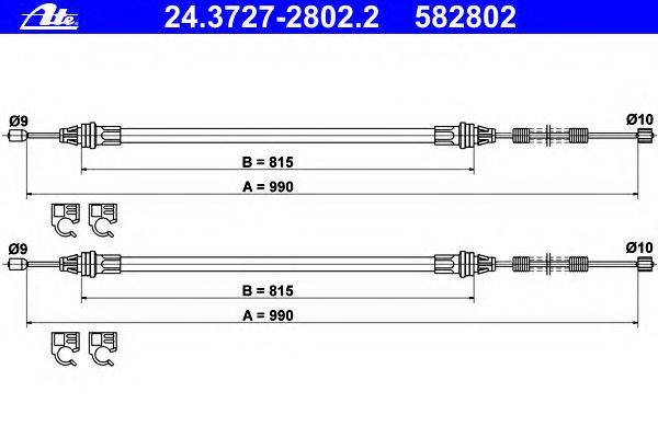 Трос, стояночная тормозная система ATE 24.3727-2802.2