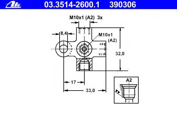 Соединительный / распределительный элемент, трубопровод ATE 390306