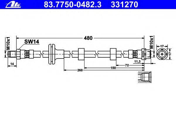 Тормозной шланг ATE 83.7750-0482.3