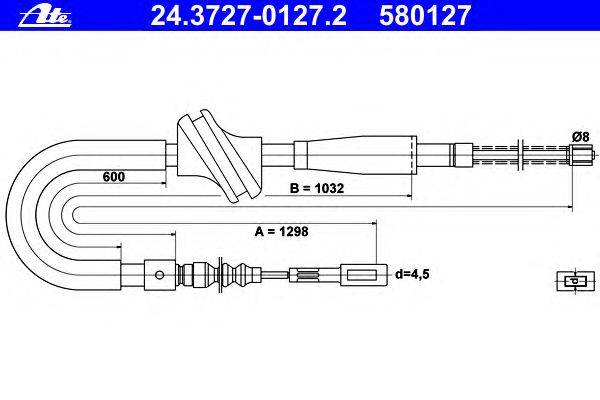 Трос, стояночная тормозная система ATE 24.3727-0127.2