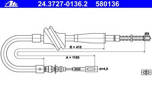 Трос, стояночная тормозная система ATE 24.3727-0136.2