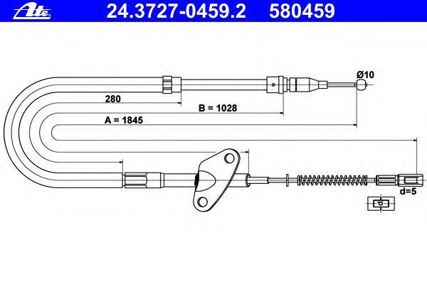 Трос, стояночная тормозная система ATE 24.3727-0459.2